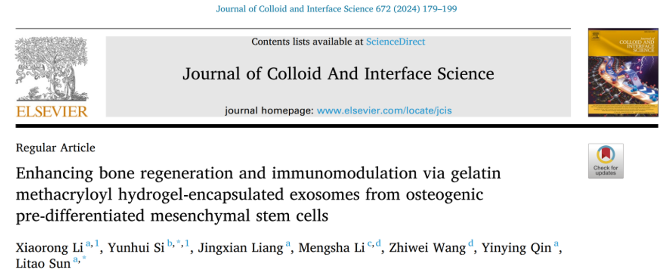 JCIS | 中山大学公共卫生学院（深圳）孙力涛教授团队:骨髓间充质干细胞来源的工程化外泌体在骨缺损治疗中的研究