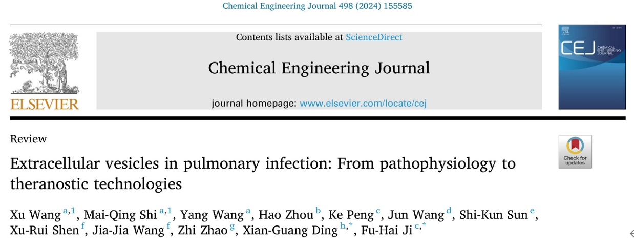 南京邮电大学丁显光/苏州大学附一院嵇富海/王旭/施麦青：细胞外囊泡在肺部感染中的病理生理机制和在新型诊断及治疗技术中的潜在应用