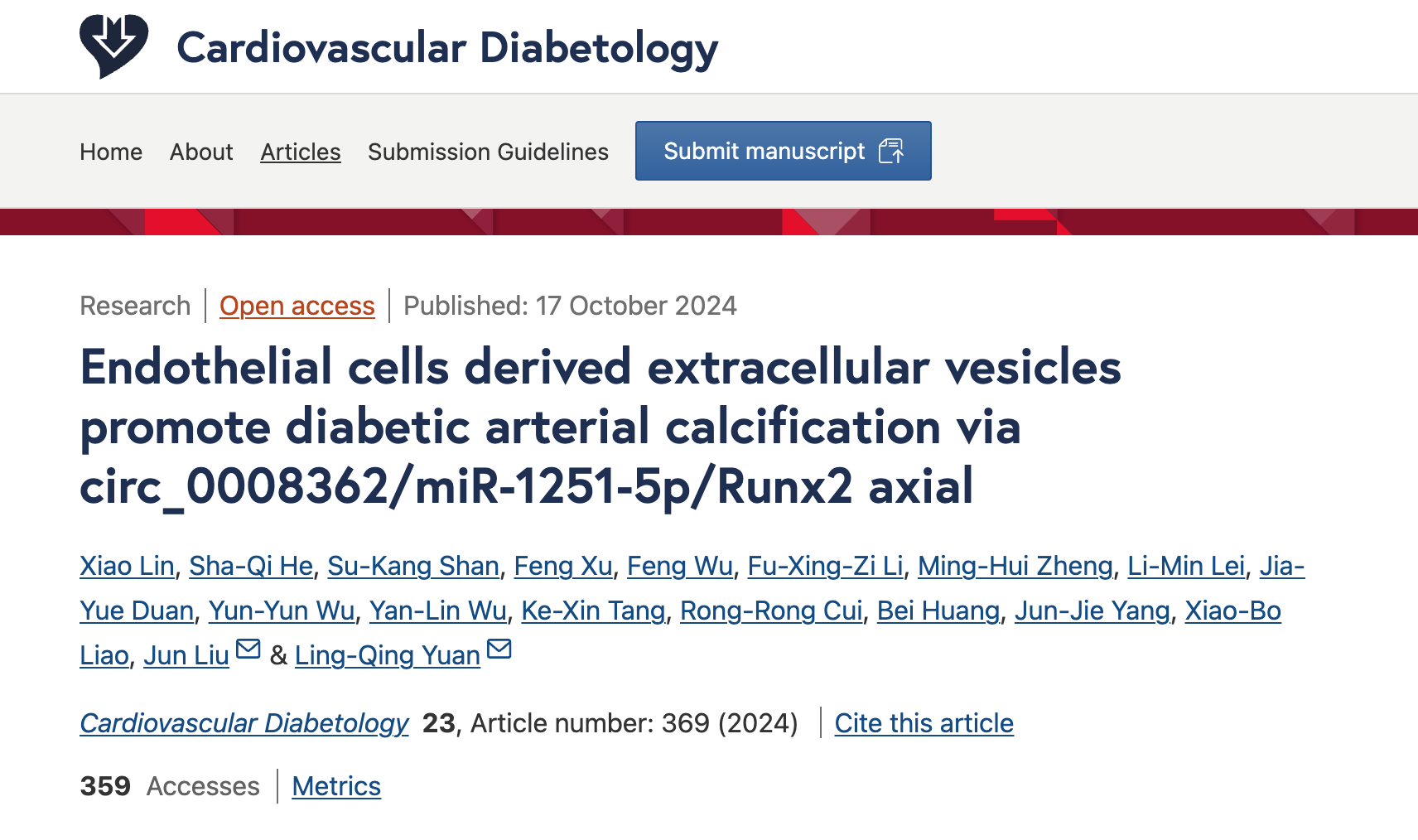 Cardiovasc Diabetol｜中南大学湘雅二医院袁凌青教授/刘军教授：ECHG-EVs促进糖尿病性血管钙化